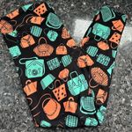 LuLaRoe  Tall & Curvy TC Plus Size 1X Purse Handbook Leggings Black Mint Orange Photo 1