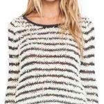 Free People  Sweater Downy Stripe Pullover Bell Sleeve Ivory Combo Size Medium Photo 0