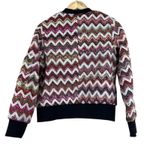 VICI Bomber Jacket Womens S Multicolor Chevron Textured Knit Boho Retro Indie Photo 3
