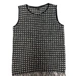 Ann Taylor Women's Black Fringe Tweed Sleeveless Sweater Shell S Photo 0
