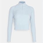 Cotton On NWT  Seamless Zip Front Long Sleeve Top, Small, Light Blue Photo 4