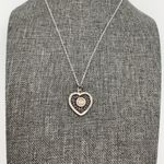 Hallmark Antique Fine Silver Floral Heart Pendant 0.75” Wide With / New Chain 18” Photo 1