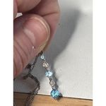 925 Sterling Silver Necklace With Blue & Clear Gemstone Pendant Photo 3
