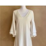 Alexis Harper Sz L Bell Flared 3/4 Length Sleeve Tunic Mini Dress Cream Color Photo 2