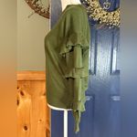 J.Crew  Ruffle Sleeve Wool Blend Sweater in Olive Green size XS Photo 2