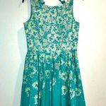 LC Lauren Conrad Green Floral Fit And Flare Dress Photo 0