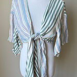 Hummingbird  striped tie-front crop top. Photo 0