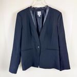 Halogen Faux Leather Trim Suit Jacket Blazer Photo 8