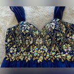 Alyce Paris  size 6 blue formal prom beaded rhinestone dress chiffon midi dress Photo 6