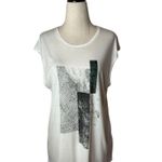 Helmut Lang  Shirt Women Medium White Geometric Graphic Print Top Streetwear Photo 0