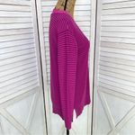 Tommy Hilfiger Striped V-neck Split Hem Sweater Small Pink Photo 2