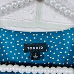 Torrid Georgette Bow Tie Teal Dotted Blouse Size 2 Photo 7