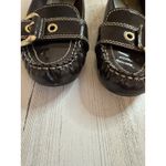 Ladies Shiny Brown Nickels Soft Flat Shoes Photo 14