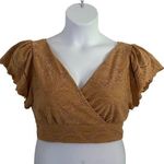 Urban Romantics Women's Eyelet Wrap Front Cropped Smocked Top XL New Photo 0