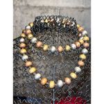 Very Rare Vintage Silver Copper & Brass Native Pearls Single Strand Necklace Gold Photo 9