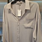 Barefoot Dreams 💕 Washed Satin Piped Nightshirt Love Embroidery Dove Gray XL NWT Photo 9