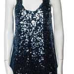 Magaschoni NEW Sequin Tank Top, Silk/wool blend, Blue, M Photo 0