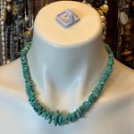 Sterling Silver 925  Nugget Turquoise Beads Graduated Necklace 17” Long Photo 1