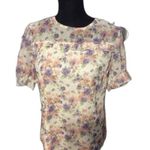 Allegra K Ruffled Floral Gathered Sleeves Romantic Top Large L Women's Photo 0