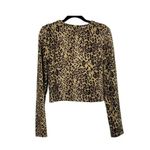 ZARA  Cheetah Animal Print Long Sleeve Stretch Crop Top Round Neck L #3278 Photo 11