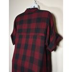 Madewell  Shirt Dress Short Sleeve Deep Red Black Plaid Classic Holiday Size XS Photo 3