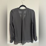 H & M | Dark Brown Sheer Long Sleeve Dressy Button Up Blouse | Size 4 Photo 1