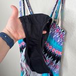 La Blanca  Womens 22 Blue Purple Geometric One Piece Swim Suit Dress Photo 12