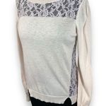 Rebecca Taylor Wool Blend Lace Panel Sheer Knit Sweater Photo 4