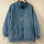 Blair Y2K  Denim Quilted Jacket Embroidered Floral Western Puff Large Photo 0