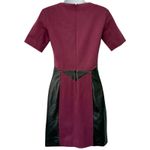 Rebecca Minkoff  Plum Purple V-Neck Black Lambskin Leather Panel Mini Dress Sz 0 Photo 2