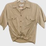 Madewell Embroidered Tie Front Safari Shirt Womens Small Floral Tan Camp Western Photo 4