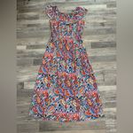 cupio  Colorful Paisley Maxi Dress Sleeveless, Ruffle Collar, Drawstring R35 Photo 1