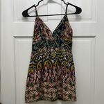 Aryeh  100% Cotton Vibrant Patterned Boho Beaded Babydoll Tank Top - Size Small Photo 5