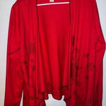 Lucky Brand  women’s Lucky Lotus Knit Open Red Cardigan Sweater size Large‎ Photo 0