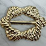 Vintage Metallic Gold Scarf Slide Shirt Tie Bar Belt Buckle Photo 0