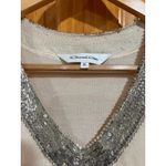 Oscar de la Renta Ivory Sleeveless Knit Top Beaded V-Neck Luxury Designer Photo 5