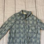 Be cool size large blue plaid long sleeve tie front button shirt Photo 6