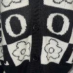 JUST POLLY Black & White Flower Love Oversized Knit Cardigan EUC Size‎ Small Photo 4