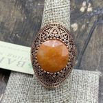 BARSE Copper Filigree with Faceted Orange Jade Statement Ring Sz 8 NWT Photo 4