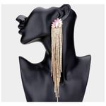 NEW Encour 8” AB rainbow fringe earrings. Special event glam. Silver Photo 1
