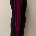CHAPS Long Sleeve Color Block Dress Black Maroon Small Photo 2