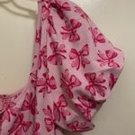 ASOS  Design Womens Mini Dress Size 12 Light Pink With Hot Pink Bows Print NWOT Photo 1