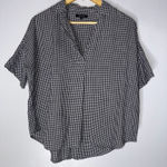 Madewell  Women's Short Sleeve V-Neck Button-Back Roomy B&W Checked Shirt,‎ S Photo 0
