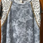 7th Ray  Blue and Gray Animal Print Short Sleeve Top Photo 1