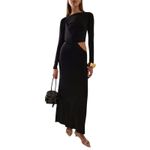 Paris Georgia Lola Black Ribbed Cutout Drape Maxi Dress S NWT Minimalist Chic Photo 6