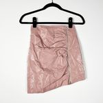 H:ours Brienne Metallic Luxe Ruched Pleated Zipper Mini Skirt Light Pink XXS Photo 0