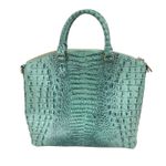 Brahmin Large Duxbury Satchel Bag Biscay Melbourne Blue Green Leather Croc Photo 5