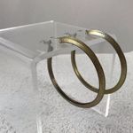 4” Textured Gold Latina Hoop Earrings Photo 2