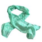 Watercolor green tie dye 100% silk neck scarf handbag wrap long scarf Photo 0