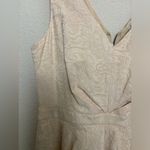 Badgley Mischka NWT Belle Cream Blush Floral Brocade Peplum Sheath Dress 10 Photo 6